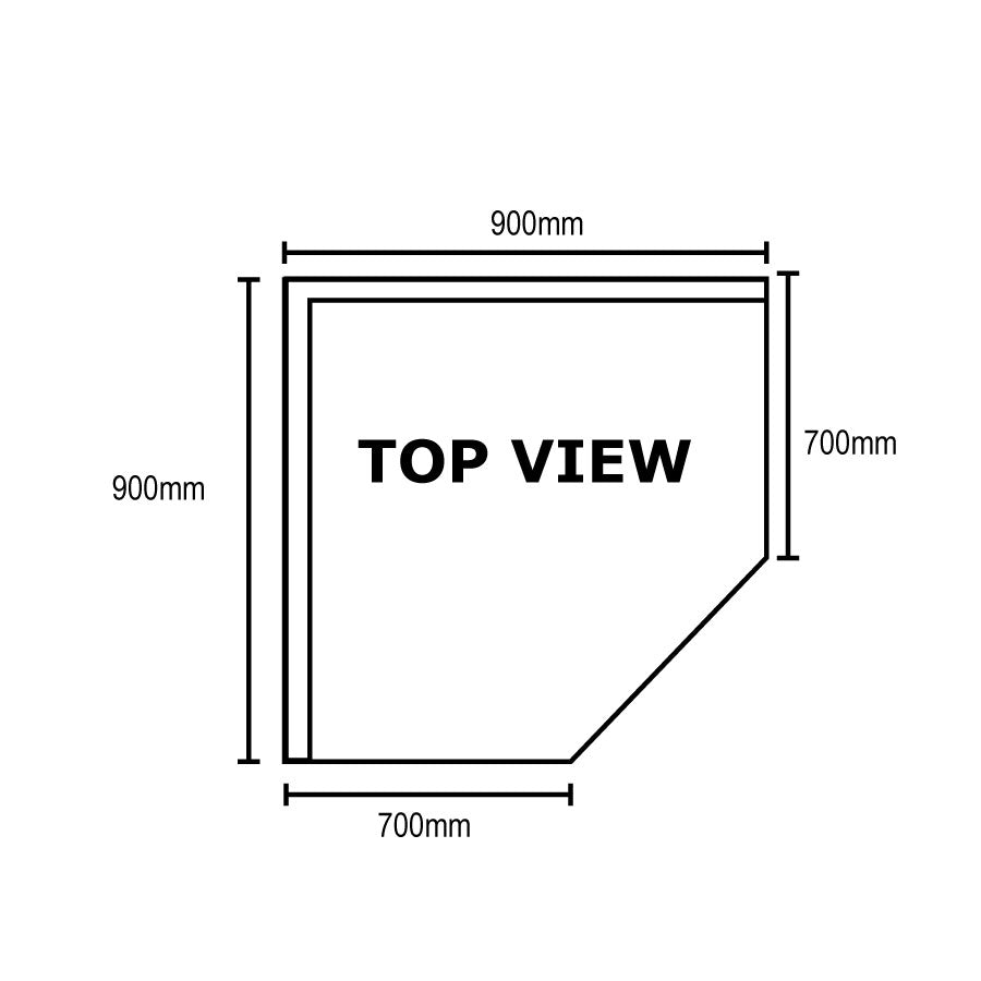 0900-7-WBCB/H – Corner Workbench with 100mm Splashback, 900x900x900mm