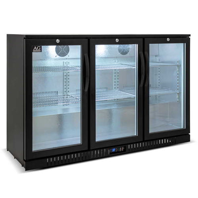AG BEER3 – Three Sliding Door Bar Fridge - Black Body & Doors