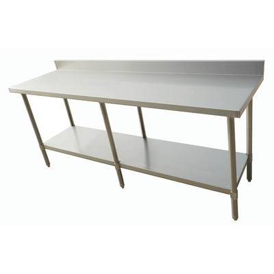 2400-6-WBB Economic 304 Grade Stainless Steel Table with splashback 2400x600x900 – 6 legs