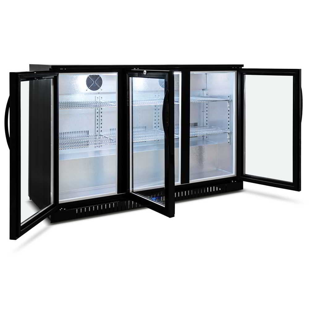 AG BEER3 – Three Sliding Door Bar Fridge - Black Body & Doors