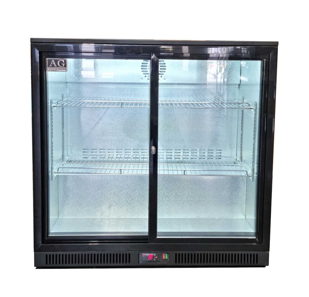 AG BEER2-SD – Twin Sliding Door Bar Fridge - Black Body & Doors