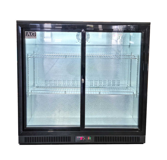 AG BEER2-SD – Twin Sliding Door Bar Fridge - Black Body & Doors