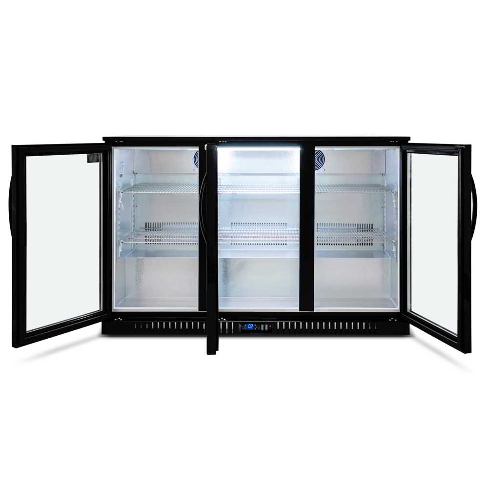AG BEER3 – Three Sliding Door Bar Fridge - Black Body & Doors
