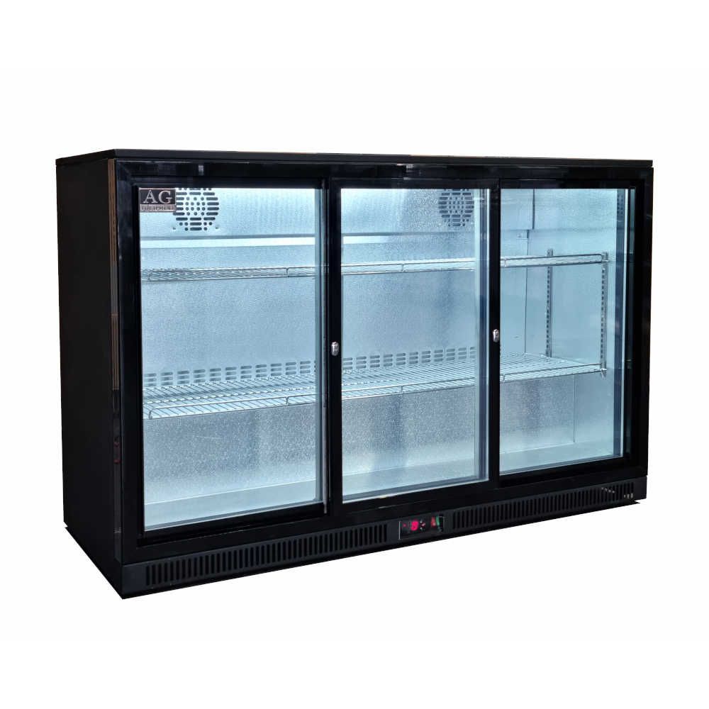 AG BEER3-SD – Three Door Bar Fridge - Black Body & Doors