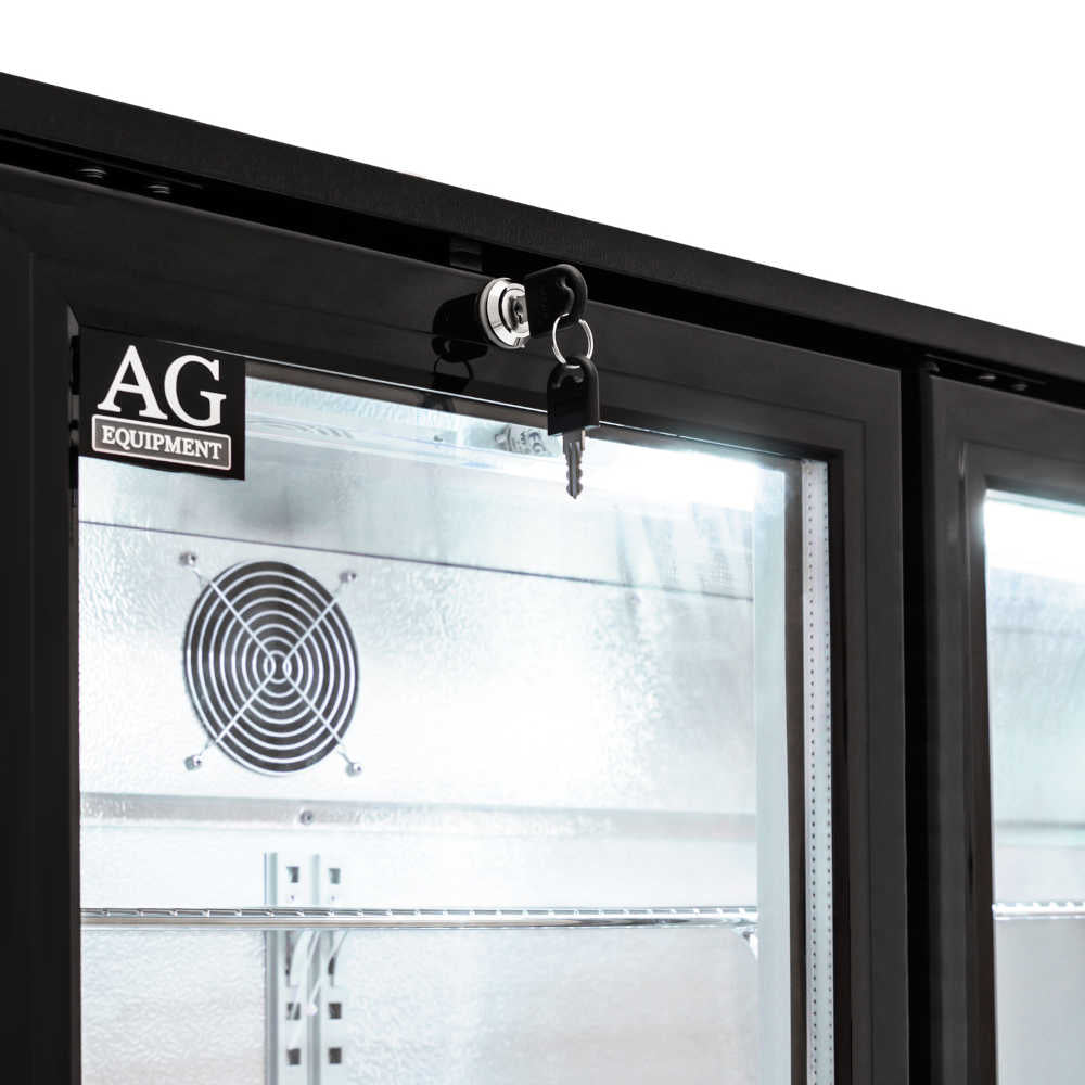 AG BEER3 – Three Sliding Door Bar Fridge - Black Body & Doors