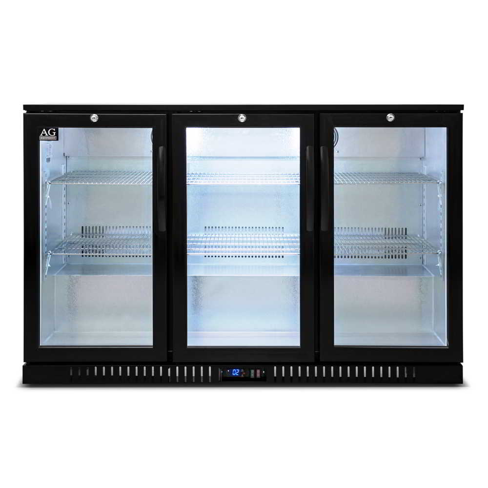 AG BEER3 – Three Sliding Door Bar Fridge - Black Body & Doors