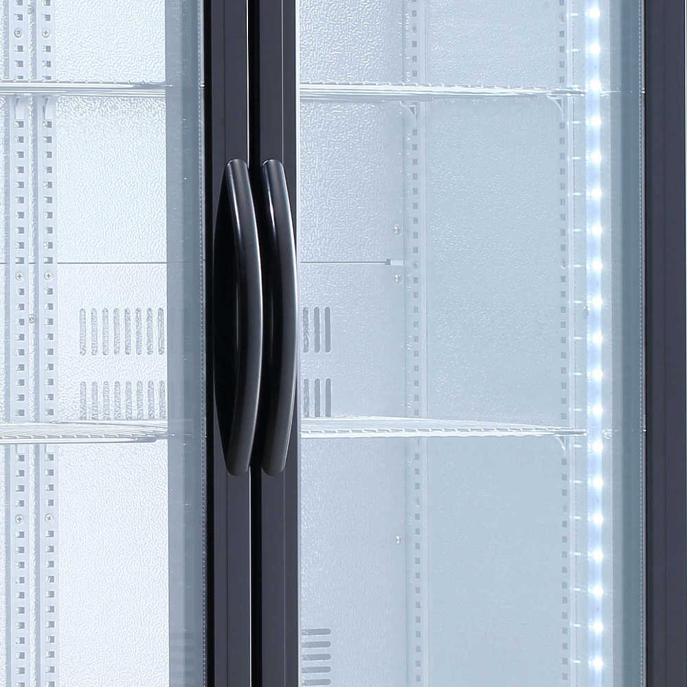 AG B500G – 477L Upright Double Glass Door Display / Backbar Fridge - Black