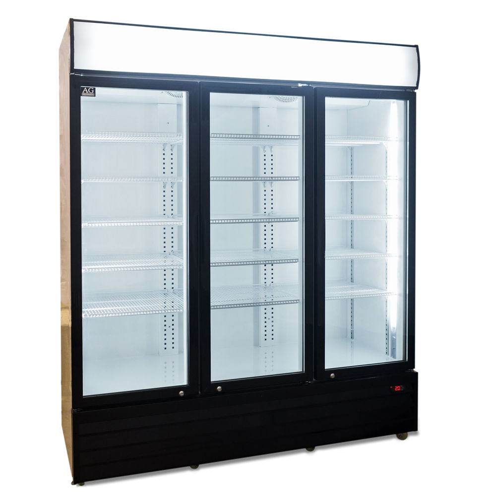 AG CU1500TNG – 1500L Triple Door Upright Display Fridge - Glass Door