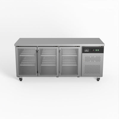 AG GNX3100TNG – Three Door Commercial Glass Door Worktop / Under Bench Display Fridge 700mm Depth