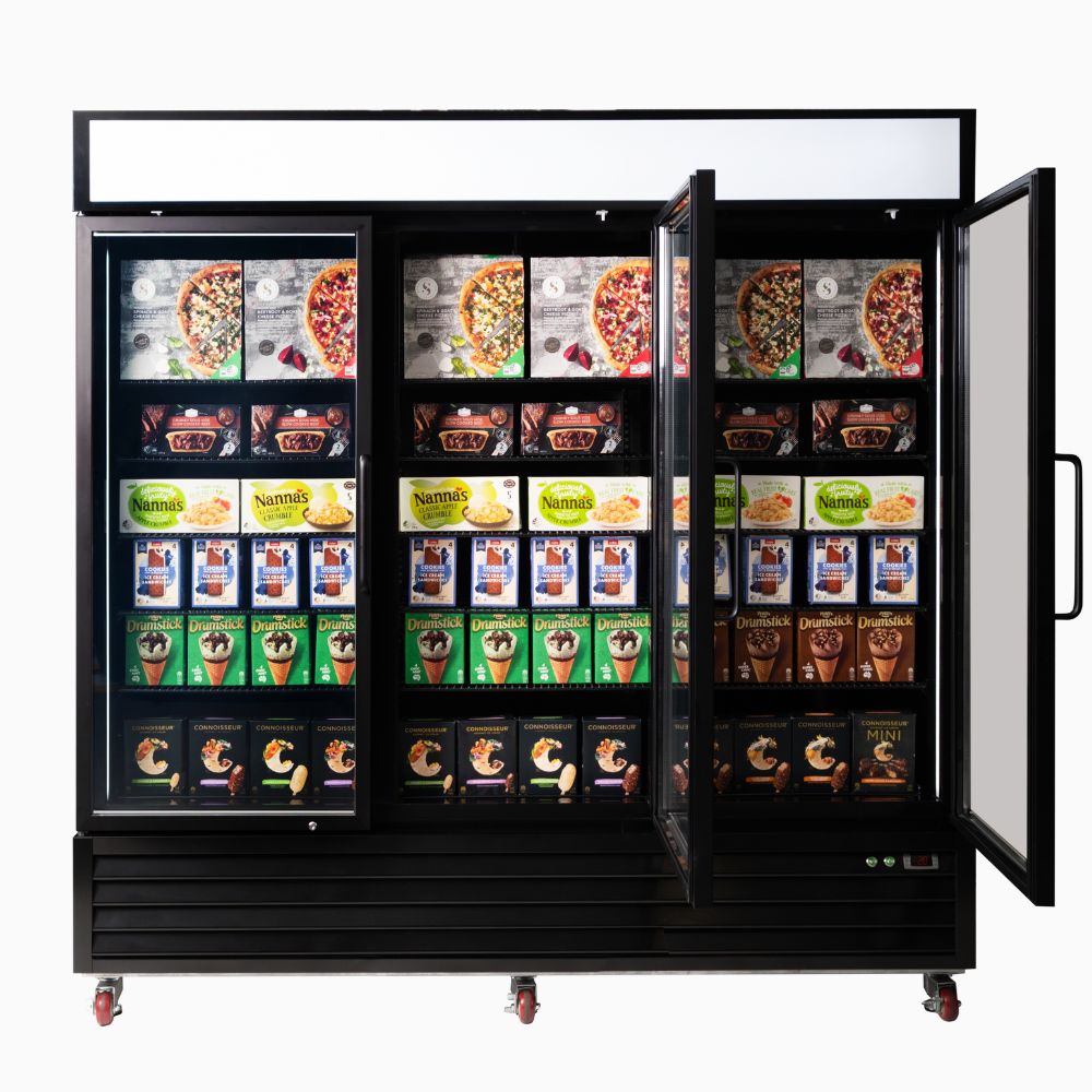 Bromic UF1980GDL-NR – Upright Display Freezer 1980L - 3 Door - Flat Glass - Lightbox