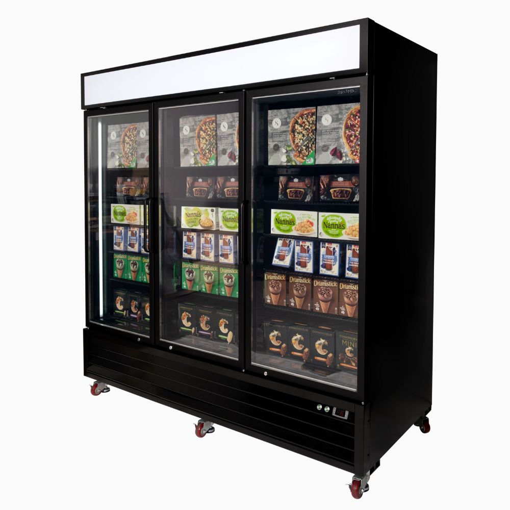 Bromic UF1980GDL-NR – Upright Display Freezer 1980L - 3 Door - Flat Glass - Lightbox