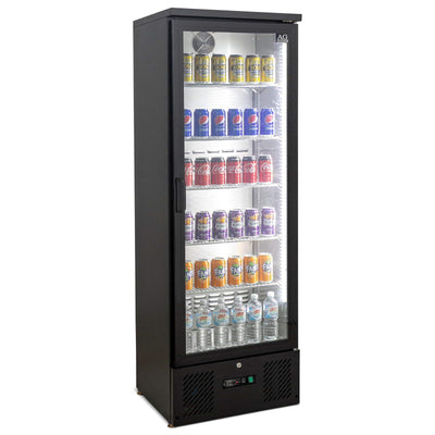AG B300G – 300L Upright Glass Door Display / Backbar Fridge - Black