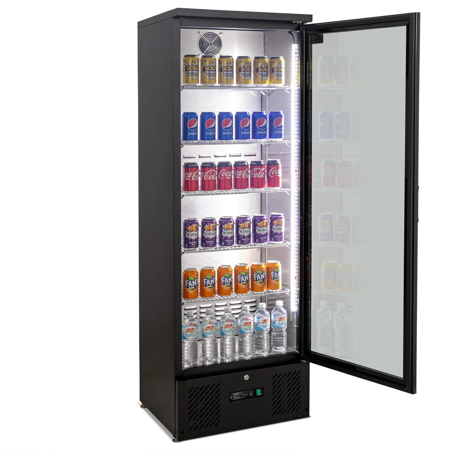AG B300G – 300L Upright Glass Door Display / Backbar Fridge - Black