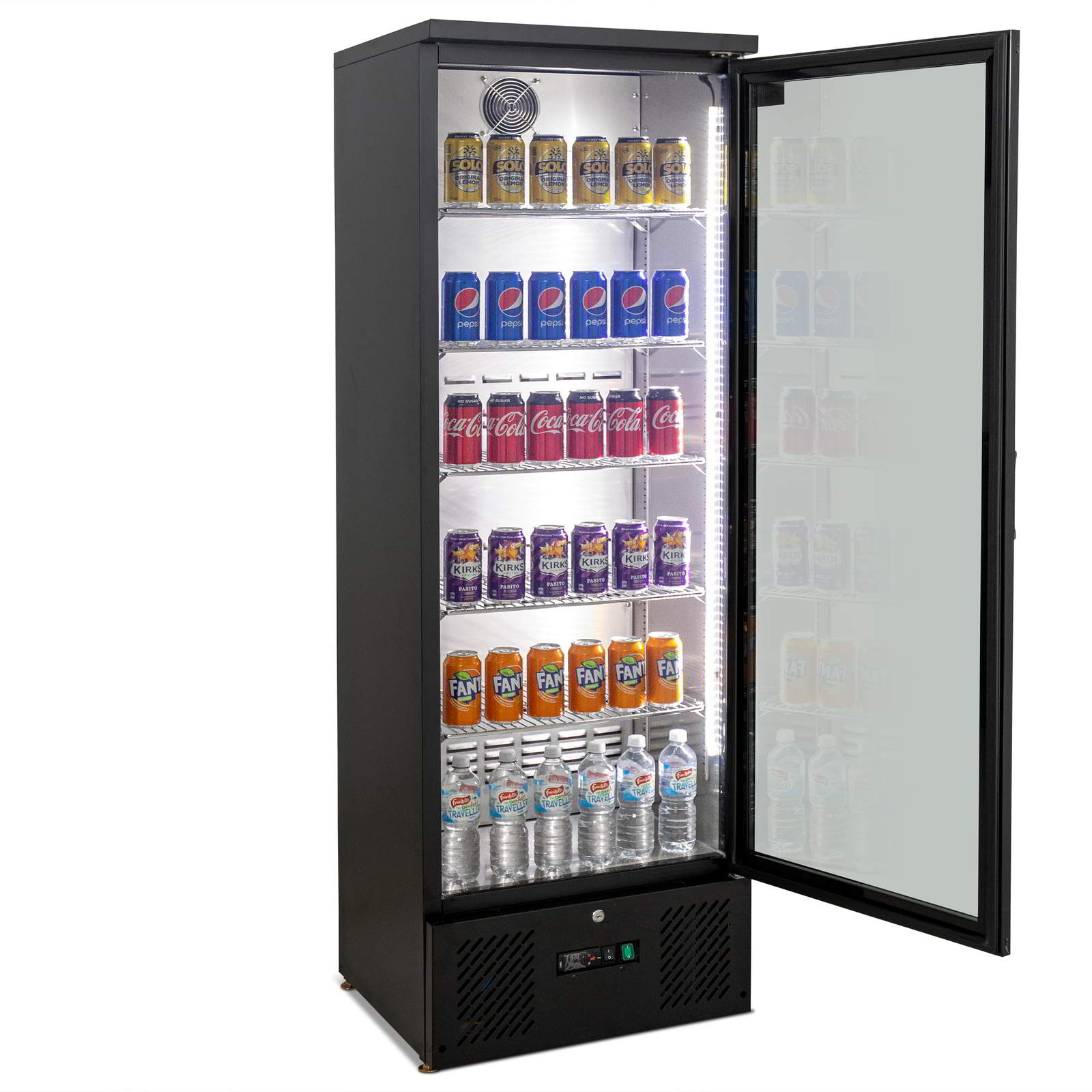 AG B300G – 300L Upright Glass Door Display / Backbar Fridge - Black