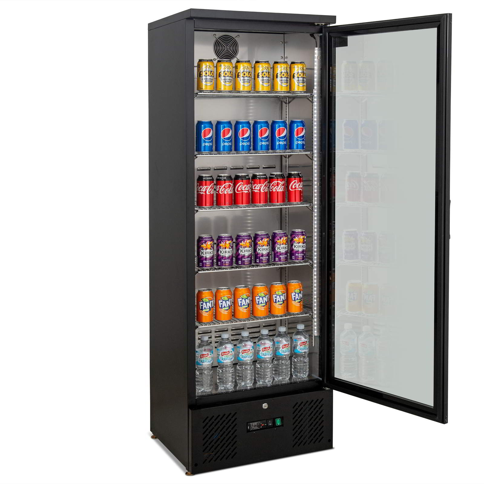 AG B300G – 300L Upright Glass Door Display / Backbar Fridge - Black