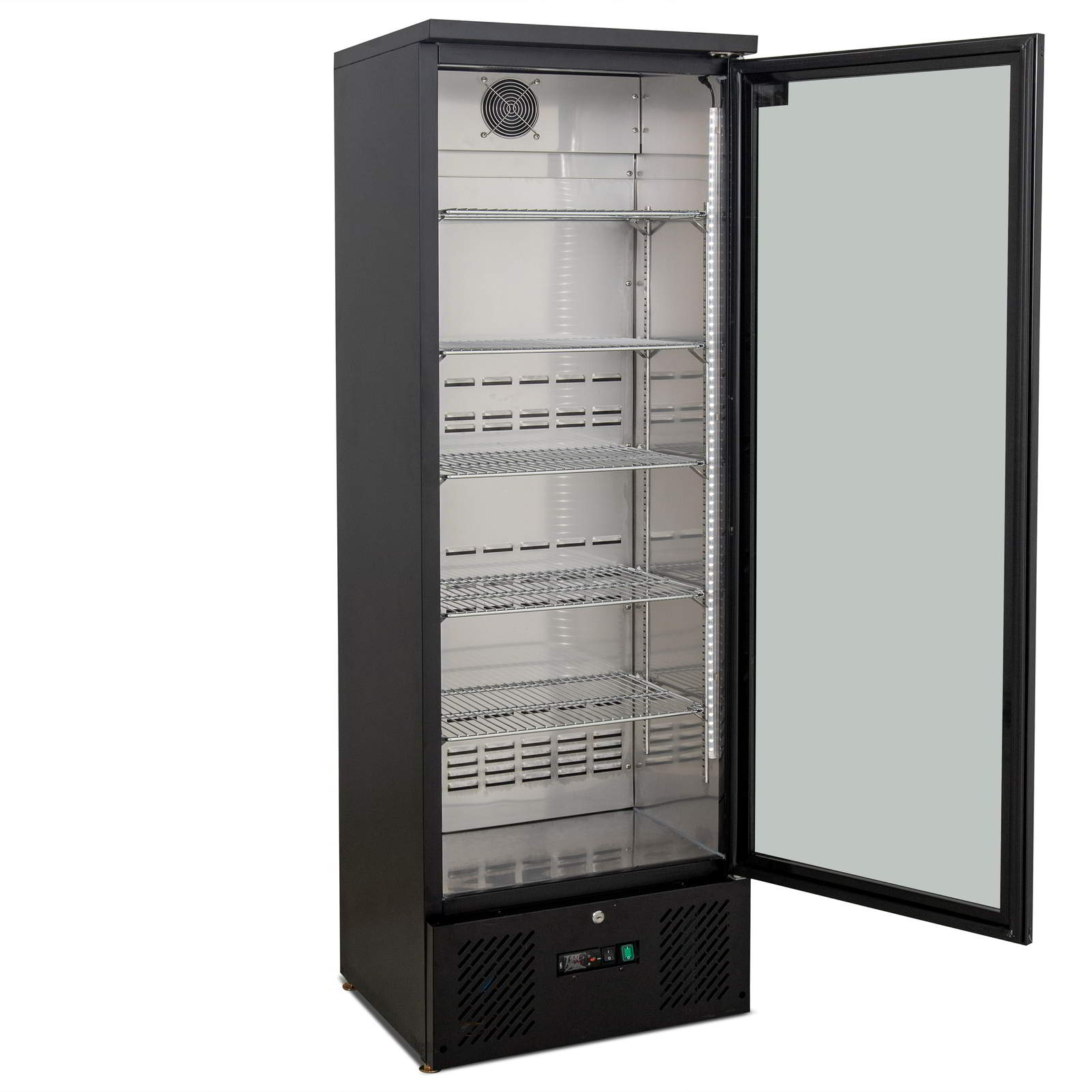 AG B300G – 300L Upright Glass Door Display / Backbar Fridge - Black
