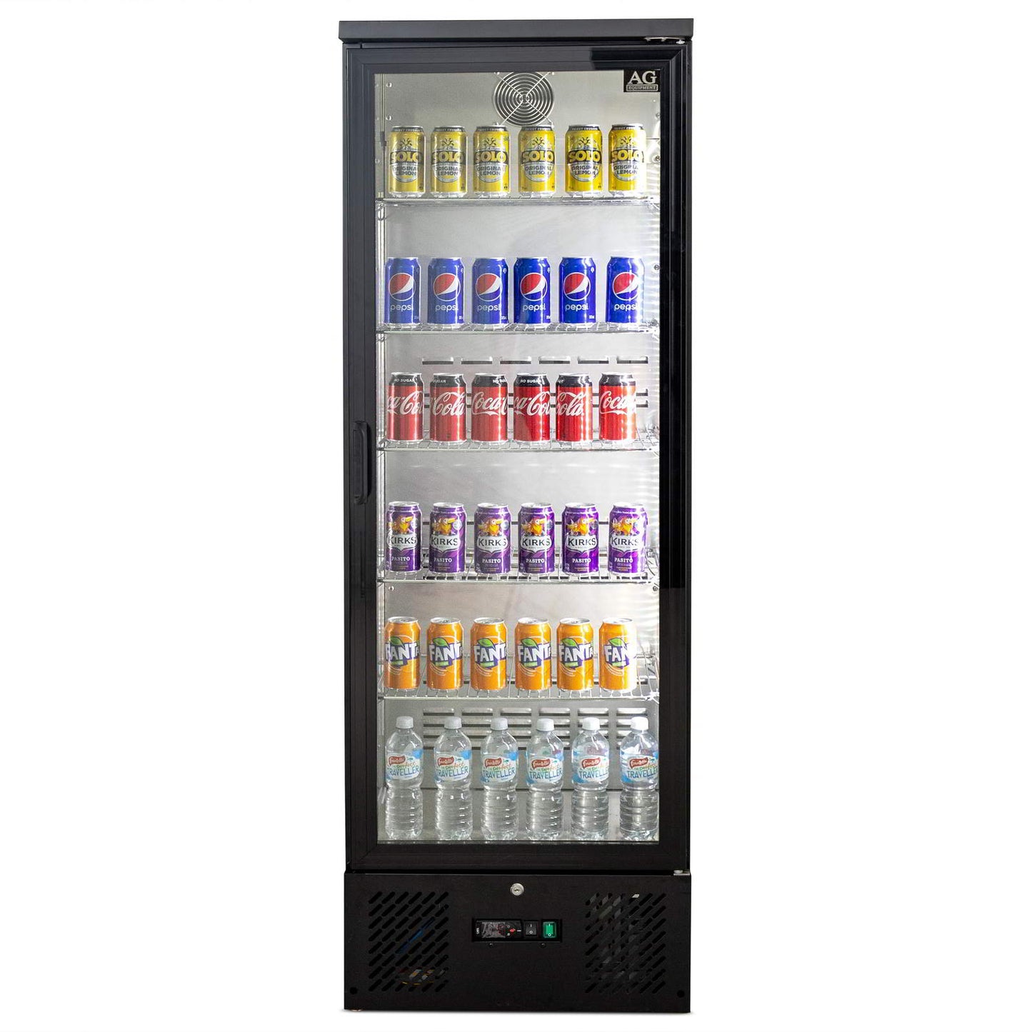 AG B300G – 300L Upright Glass Door Display / Backbar Fridge - Black