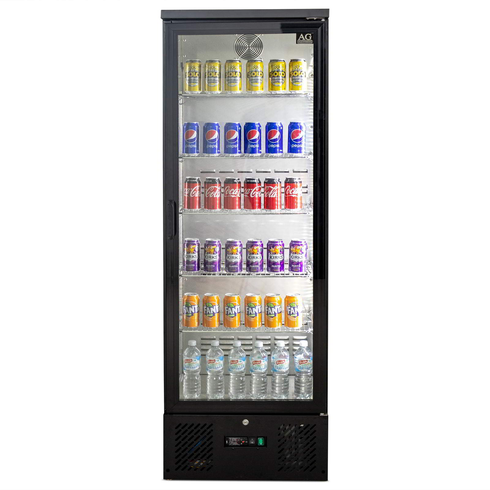 AG B300G – 300L Upright Glass Door Display / Backbar Fridge - Black