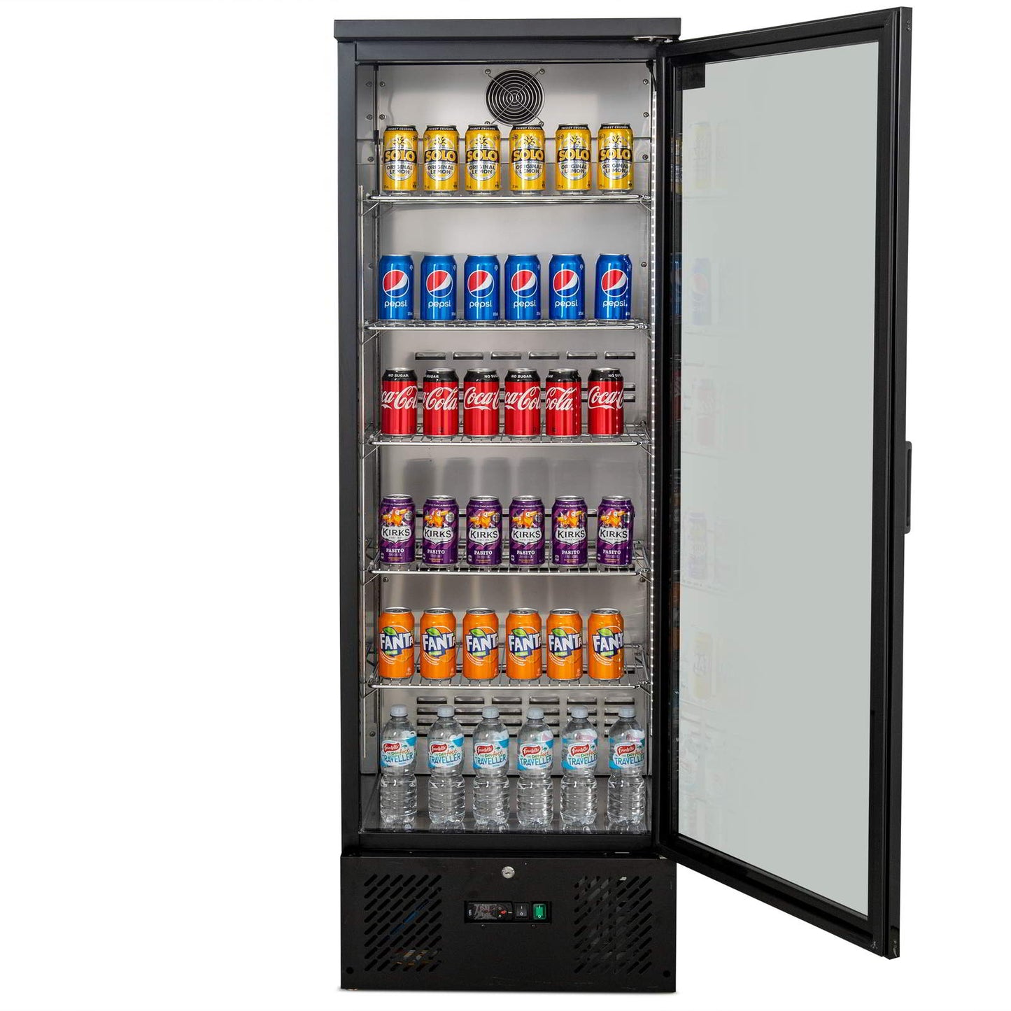 AG B300G – 300L Upright Glass Door Display / Backbar Fridge - Black