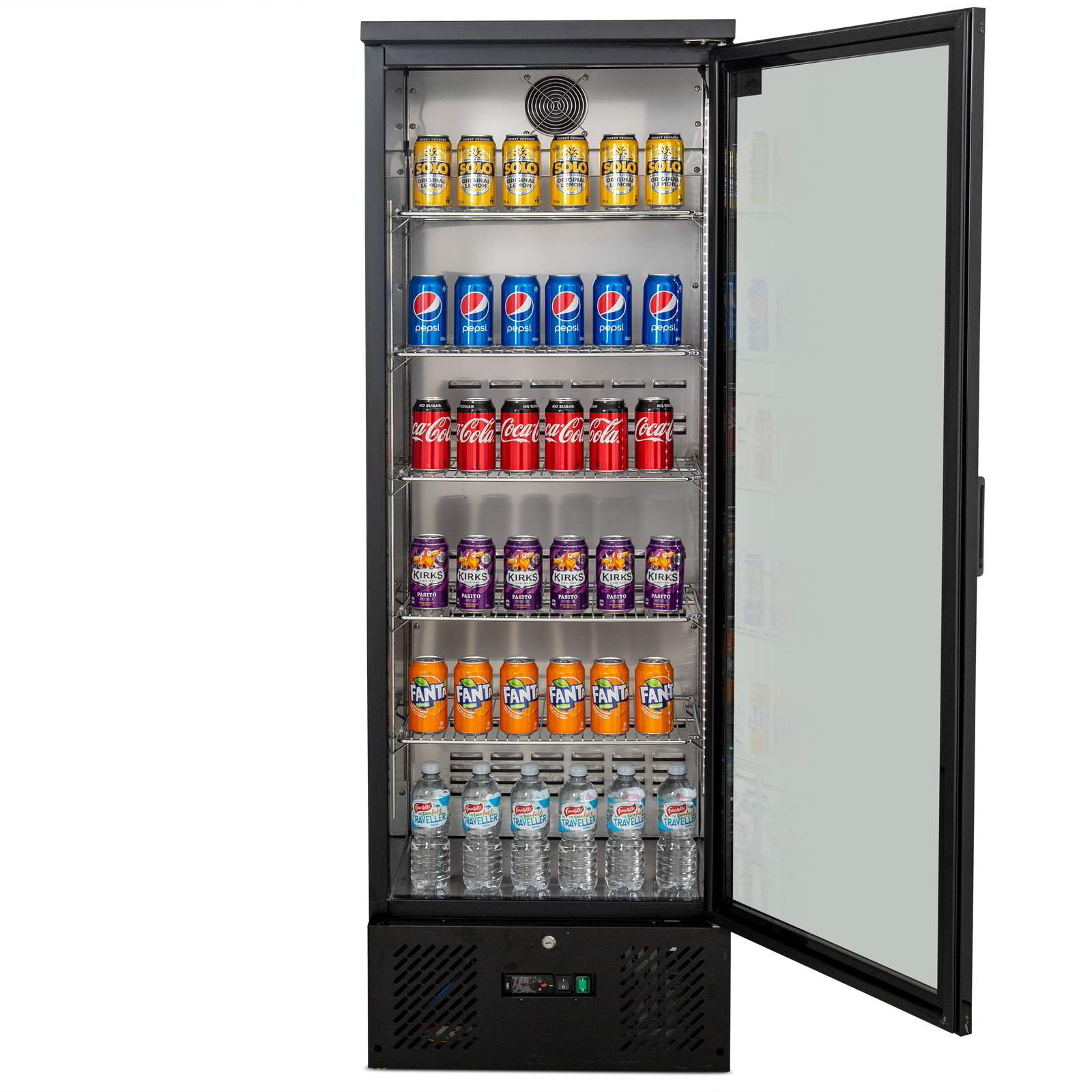 AG B300G – 300L Upright Glass Door Display / Backbar Fridge - Black