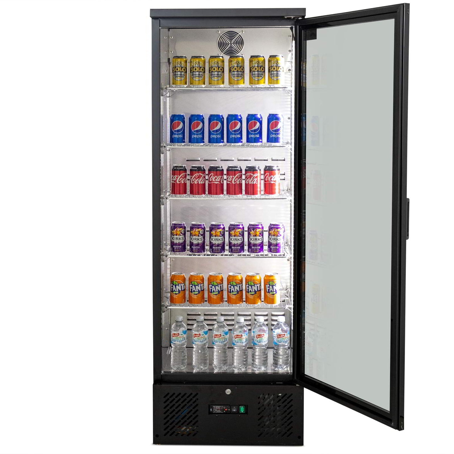 AG B300G – 300L Upright Glass Door Display / Backbar Fridge - Black