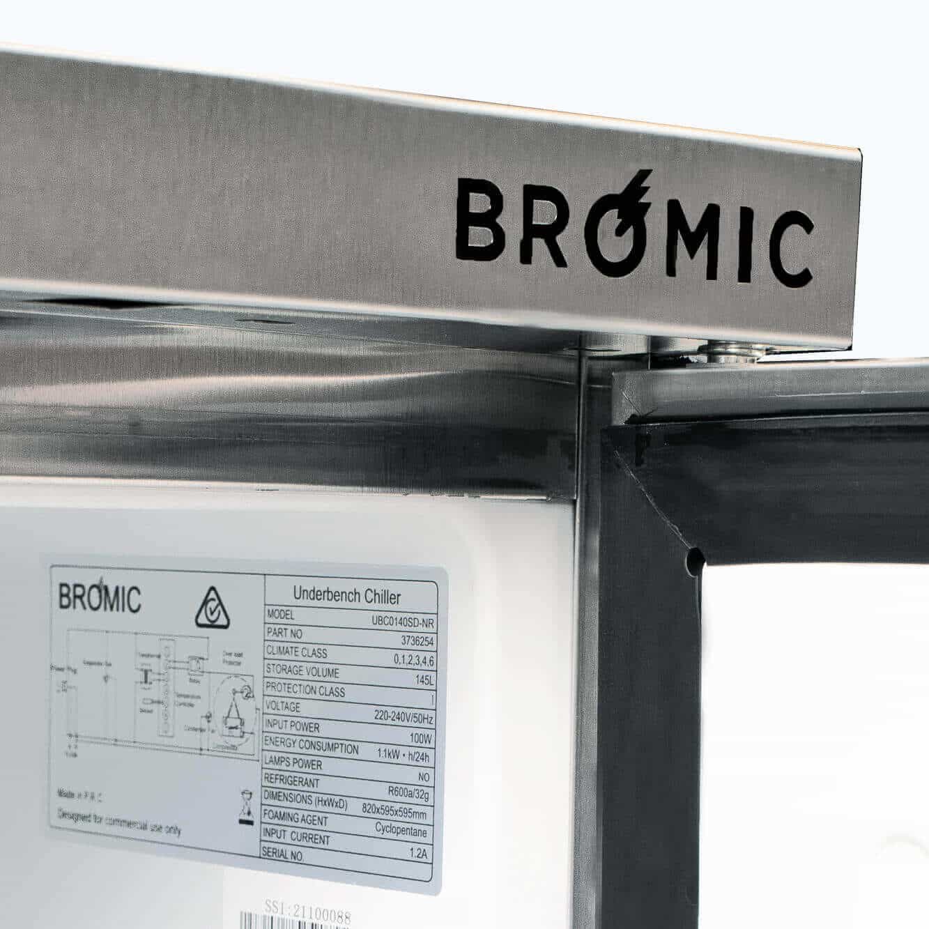 Bromic UBC0140SD-NR – Under Bench Fridge - 138L - 1 Door - Stainless Steel