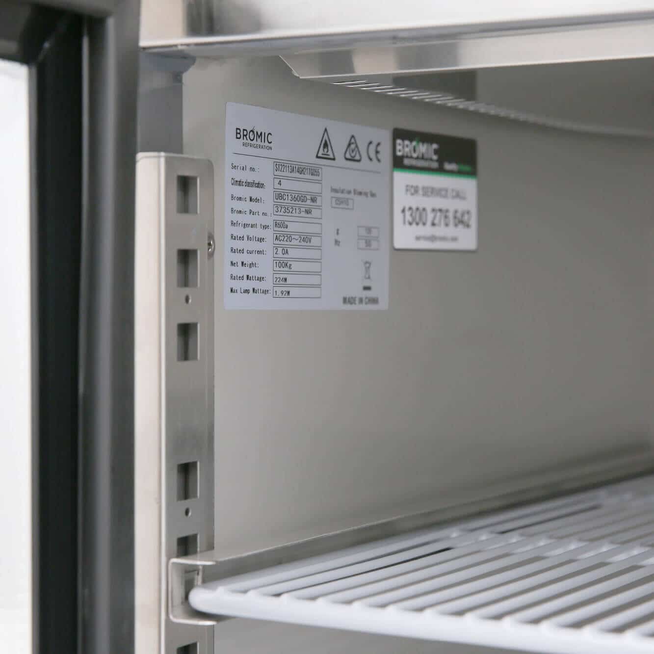 Bromic UBC1360SD-NR – Under Bench Fridge - 282L - 2 Doors - Stainless Steel