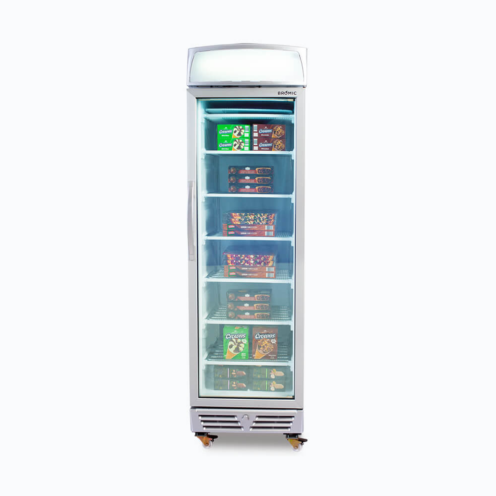 Bromic UF0374LS-NR – Upright Display Freezer - 300L - 1 Door - Flat Glass - Lightbox