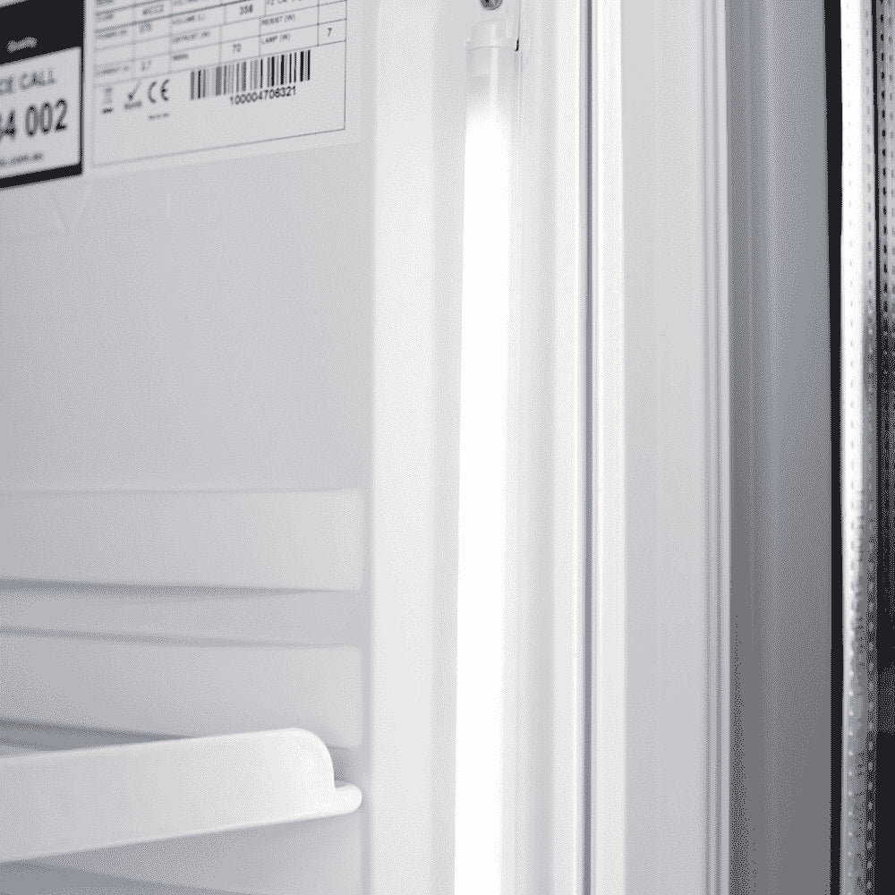 Bromic GM0374-NR – Upright Display Fridge - 372L - 1 Door - Flat Glass - White with Silver Trim