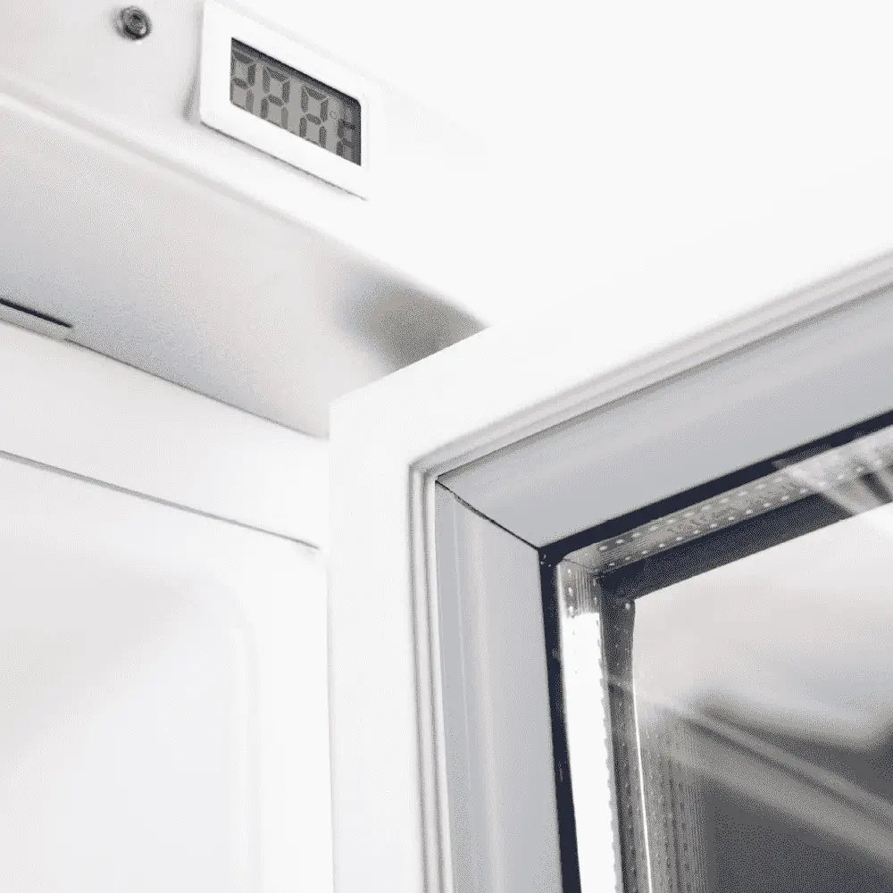 Bromic GM0374-NR – Upright Display Fridge - 372L - 1 Door - Flat Glass - White with Silver Trim