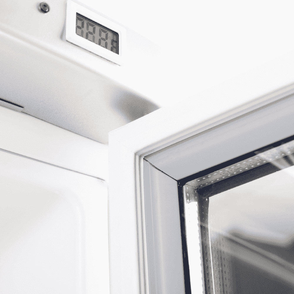 Bromic GM0374-NR – Upright Display Fridge - 372L - 1 Door - Flat Glass - White with Silver Trim