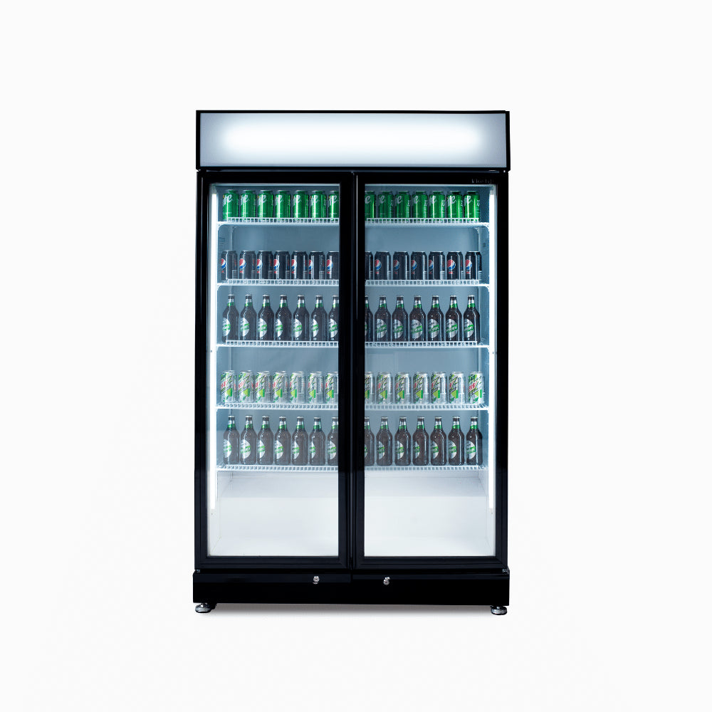 Bromic GM0900LBECO-NR – Upright Display Fridge - 885L - 2 Doors - Flat Glass - Black