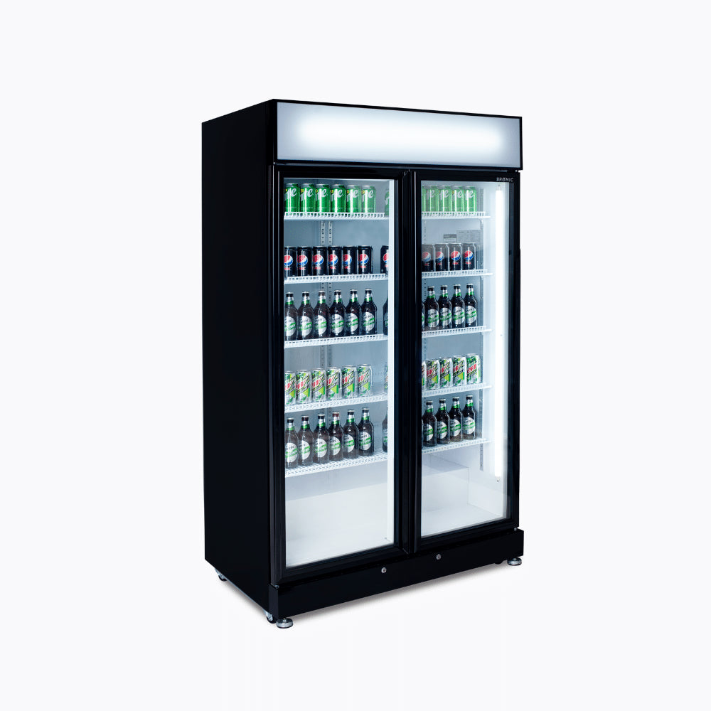 Bromic GM0900LBECO-NR – Upright Display Fridge - 885L - 2 Doors - Flat Glass - Black