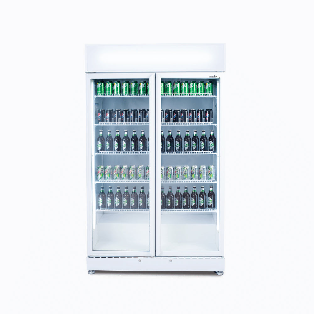 Bromic GM0900LWECO-NR – Upright Display Fridge - 885L - 2 Doors - Flat Glass - White