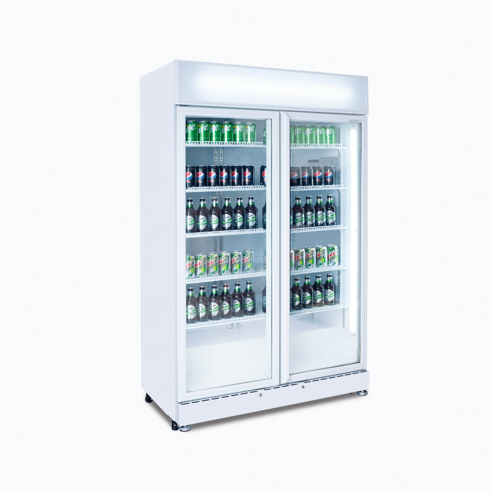 Bromic GM0900LWECO-NR – Upright Display Fridge - 885L - 2 Doors - Flat Glass - White