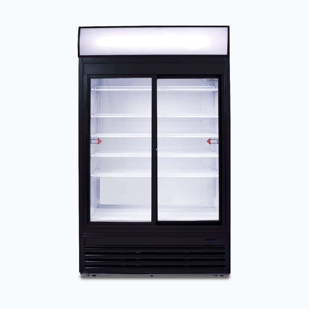 Bromic GM0980LS-NR – Upright Display Fridge  - 945L - 2 Doors - Sliding - Flat Glass - Lightbox