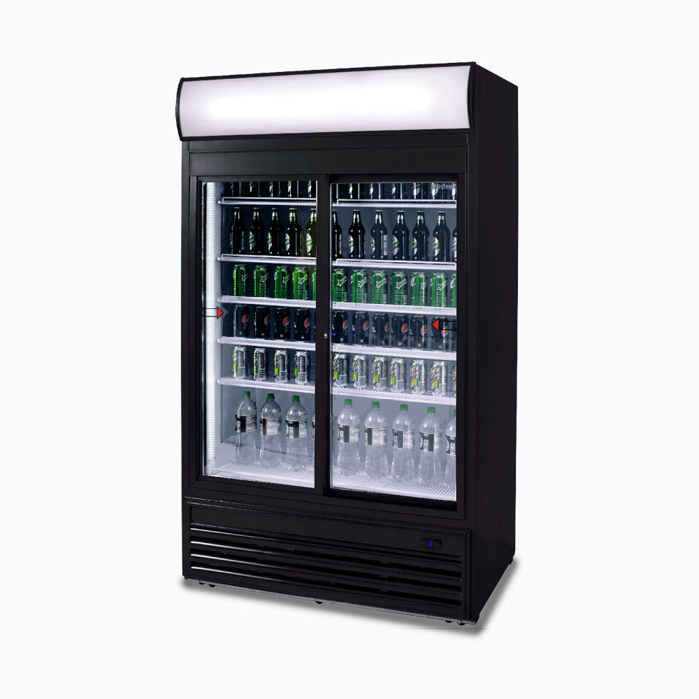 Bromic GM0980LS-NR – Upright Display Fridge  - 945L - 2 Doors - Sliding - Flat Glass - Lightbox