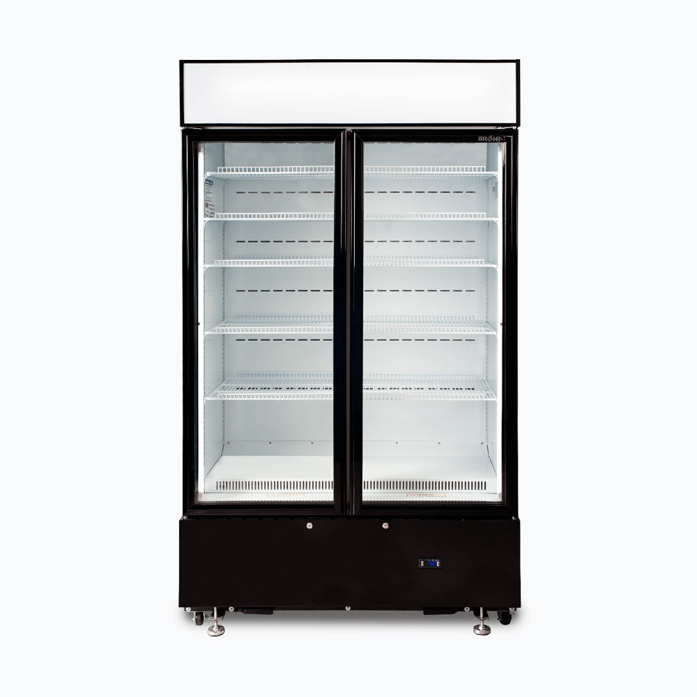 Bromic GM1000LBCAS – Upright Display Fridge - 960L - 2  Doors - Flat Glass - Cassette - Black