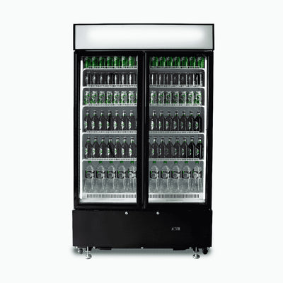 Bromic GM1000LBCAS – Upright Display Fridge - 960L - 2  Doors - Flat Glass - Cassette - Black