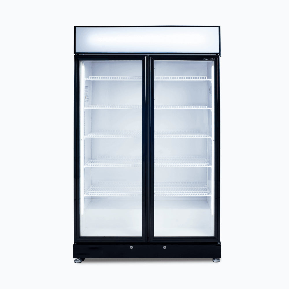 Bromic GM0900LBECO-NR – Upright Display Fridge - 885L - 2 Doors - Flat Glass - Black