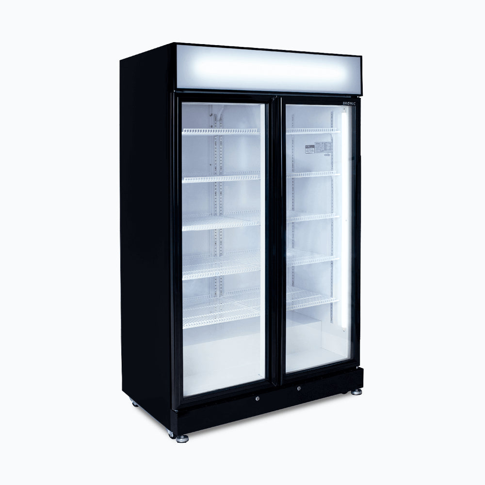 Bromic GM0900LBECO-NR – Upright Display Fridge - 885L - 2 Doors - Flat Glass - Black
