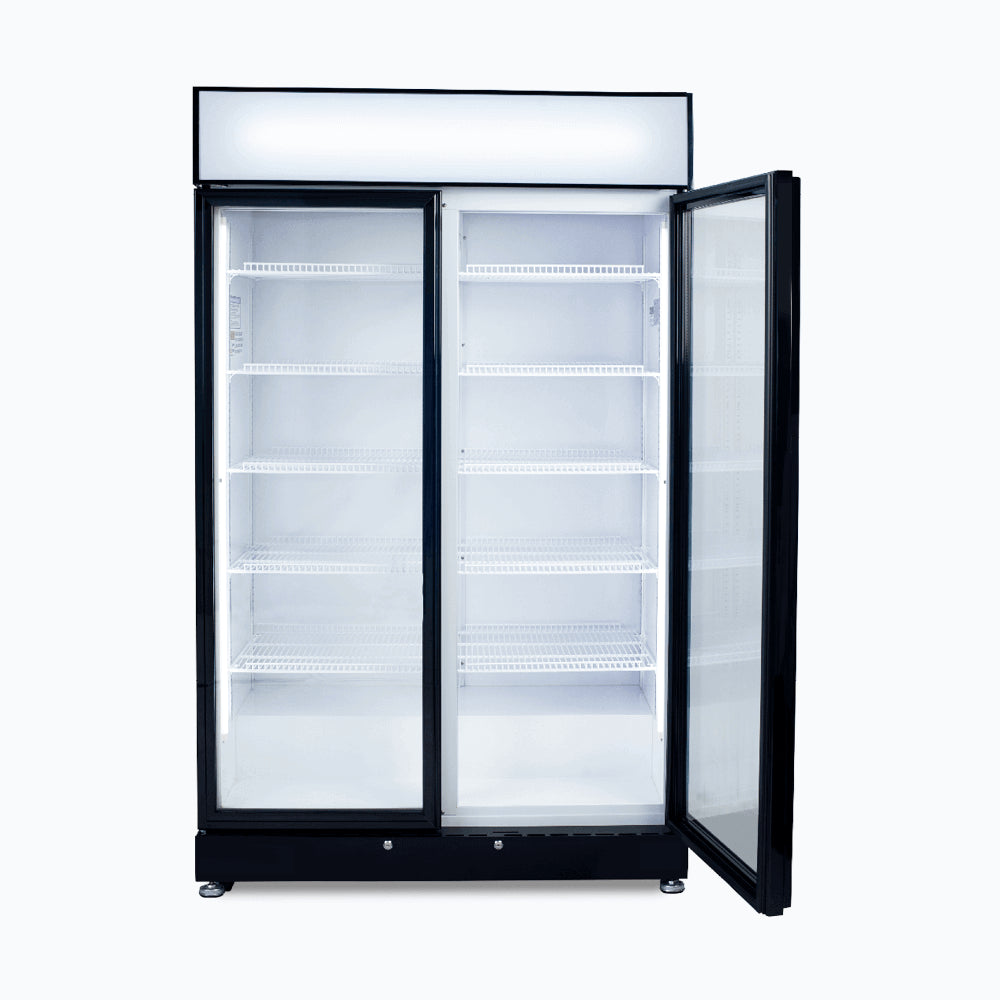 Bromic GM0900LBECO-NR – Upright Display Fridge - 885L - 2 Doors - Flat Glass - Black