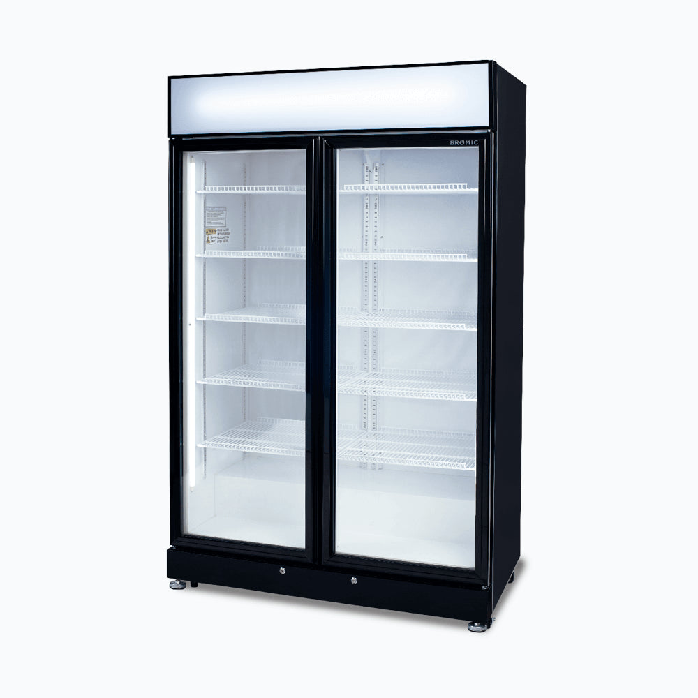 Bromic GM0900LBECO-NR – Upright Display Fridge - 885L - 2 Doors - Flat Glass - Black