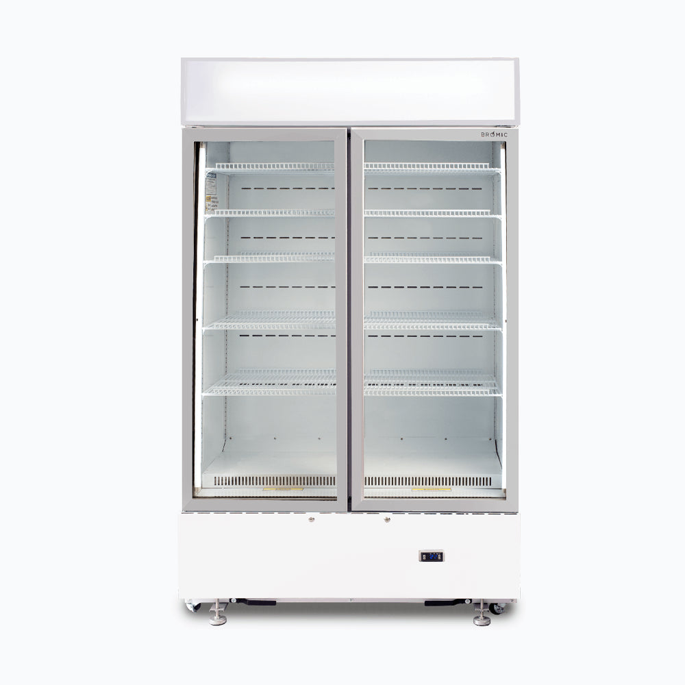 Bromic GM1000LWCAS – Upright Display Fridge - 960L - 2 Doors - Flat Glass - Cassette - White