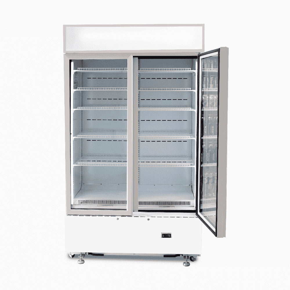 Bromic GM1000LWCAS – Upright Display Fridge - 960L - 2 Doors - Flat Glass - Cassette - White