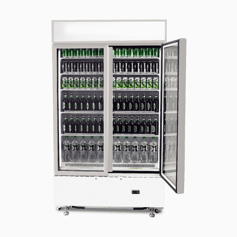 Bromic GM1000LWCAS – Upright Display Fridge - 960L - 2 Doors - Flat Glass - Cassette - White