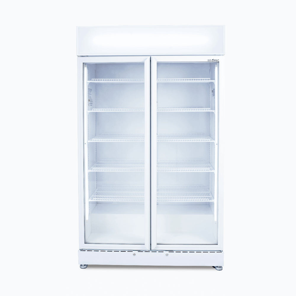 Bromic GM0900LWECO-NR – Upright Display Fridge - 885L - 2 Doors - Flat Glass - White