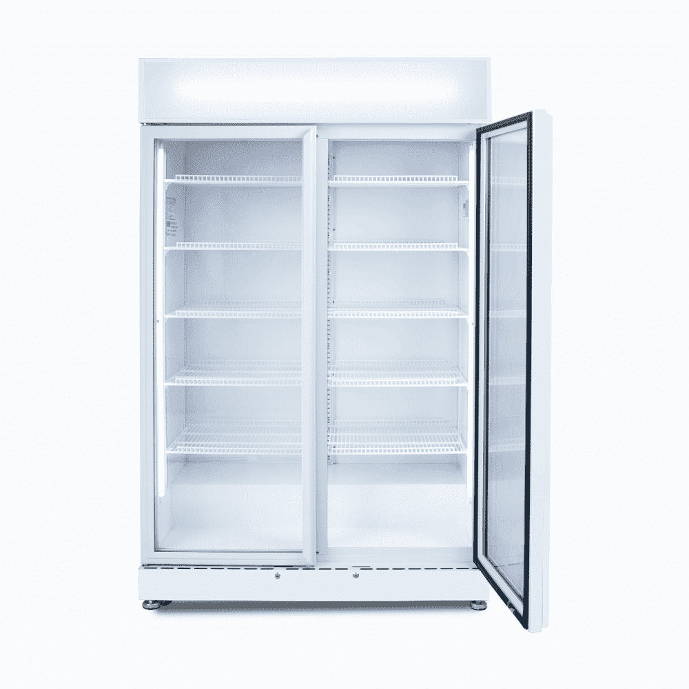 Bromic GM0900LWECO-NR – Upright Display Fridge - 885L - 2 Doors - Flat Glass - White