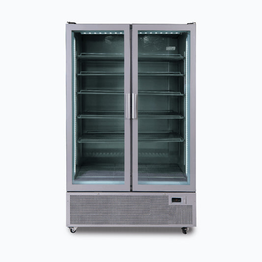 Bromic GM1100S-NR – Upright Display Fridge - 1126L - 2 Door - Flat Glass - Silver
