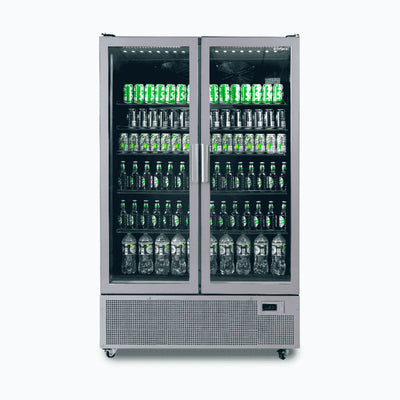Bromic GM1100S-NR – Upright Display Fridge - 1126L - 2 Door - Flat Glass - Silver
